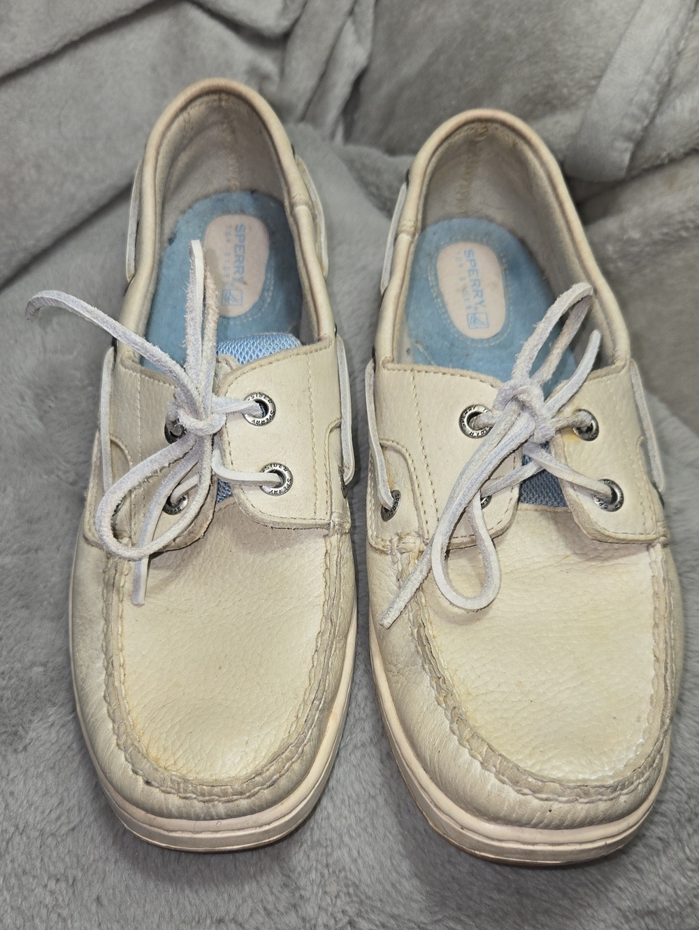 Sperry Top Siders Womens  Shoes Cream and Baby Blue Size 9M